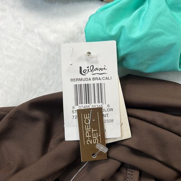 Leilani Two piece bikini set - Bermuda bra/cali in chocolate and mint, 8 NWT - Picture 6 of 14
